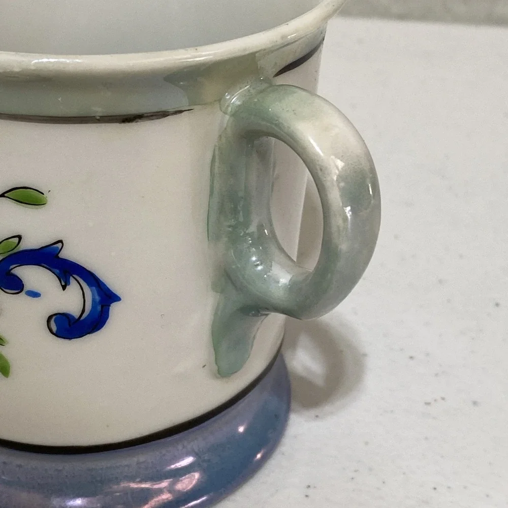VTG Shaving Mug Kit Made In Japan Colored Flowers With Ever Ready Brush RARE